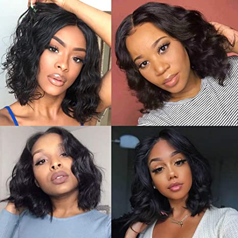 ISEE Lace Front Wigs Body Wave Human Hair Wigs Brazilian 13X4 Body Wave Wigs Human Hair Lace Wigs for Black Women Pre Plucked Natural Color(10 Inch)