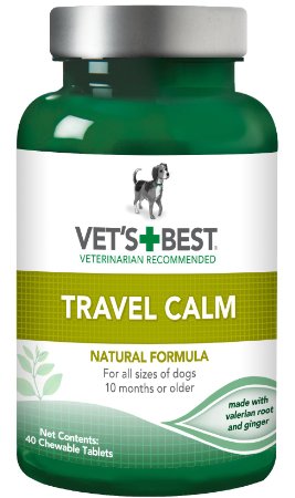 Vet's Best Relaxed Dog Travel Calm Formula Chewable Tablets, 40 Count