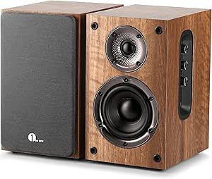 1 by ONE Bluetooth Bookshelf Speakers, 30W X 2 Powered Speakers with with Bluetooth/RCA x 2/Coaxial/Optical