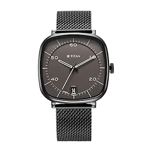 Titan Neo Curve Quartz Analog with Date Anthracite Dial Black Stainless Steel Strap Watch for Men-NS1885NM01