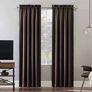 Sun Zero Oslo Theater Grade Extreme 100% Blackout Rod Pocket Curtain Panel, 52" x 63", Cocoa