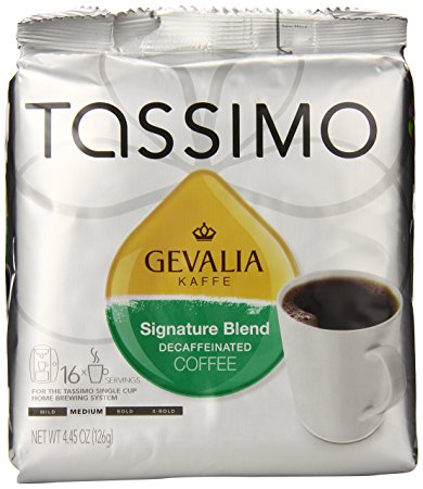 Gevalia Signature Blend Decaf Coffee, Medium Roast, T-Discs for Tassimo Brewing Systems, 16 Count