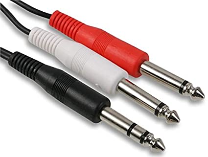 6.35mm Stereo to 2x Mono 1/4" Jack Splitter 1 to 2 Audio Cable 0.5m 1m 2m 3m 6m (1 metre)