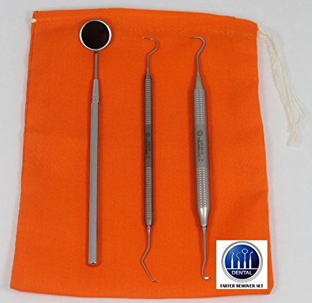 Dental Tartar Scraper and Remover Set with Storage Pouch