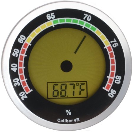 Caliber 4R Silver Digital/Analog Hygrometer by Western Humidor