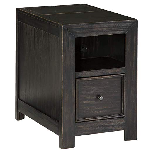 Ashley Furniture Signature Design - Gavelston Chair Side/End Table, Rubbed Black