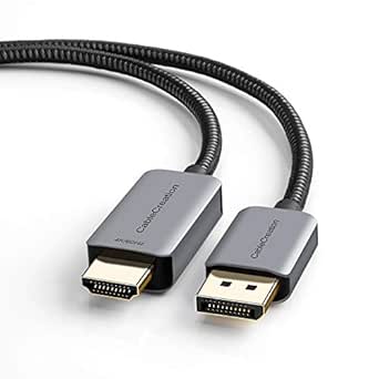 CableCreation aktives DP auf HDMI Kabel, HDR 4K@60Hz 2K@144Hz 1080p@144Hz, unidirektionales DisplayPort zu HDMI kabel, DP 1.4 auf HDMI 2.0, geflochten, unterstützt Eyefinity Multi Display, Aluminium