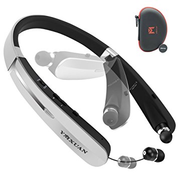 Bluetooth Headphones, Ymxuan G1 Wireless Sports Headset Neckband with Foldable and Retractable Design, 15Hours Play Time, Deep Bass HD Stereo Sound, Noise Cancelling Waterproof for Running Gym Workout