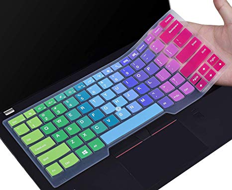 Colorful Keyboard Cover Compatible with Thinkpad X1 Carbon 5th/6th/7th Gen 2017 2018 2019 /ThinkPad X1 Yoga 14" 2017 2018/Thinkpad A475 L460 L470 T460 T460p T460s T470 T470p T470s T480 T480S, Rainbow