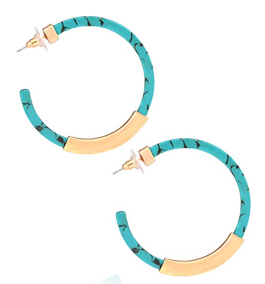 Hoop Earrings for Women Geometry Acrylic Resin Earrings Bohemia Tortoise Shell Earrings Mottled Statement Stud Earrings Fashion Jewelry
