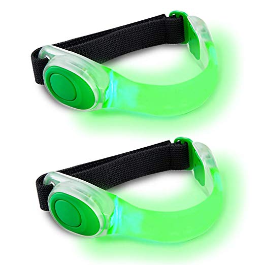 Tabiger LED Armband, 2-Pack Elastic LED Running Lights Safety Flashing Armbands Outdoor Sports Reflective Gear Bands for Adults Kids Night Runners Jogging Dog Walking etc.