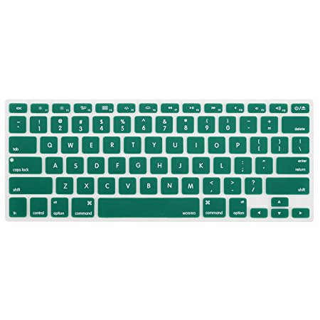 Mosiso Keyboard Cover for Macbook Pro 13 Inch, 15 Inch (with or without Retina Display, 2015 or Older Version) Macbook Air 13 Inch, Peacock Green