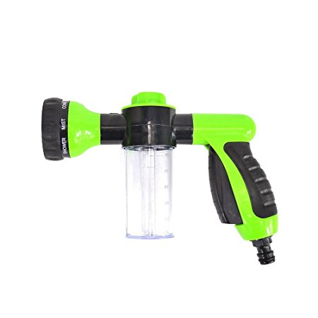 KEEPING High Pressure Car Wash Water Gun Sprinkler Garden Brass Hose Nozzle Soap Dispenser 8 Modes(Green)