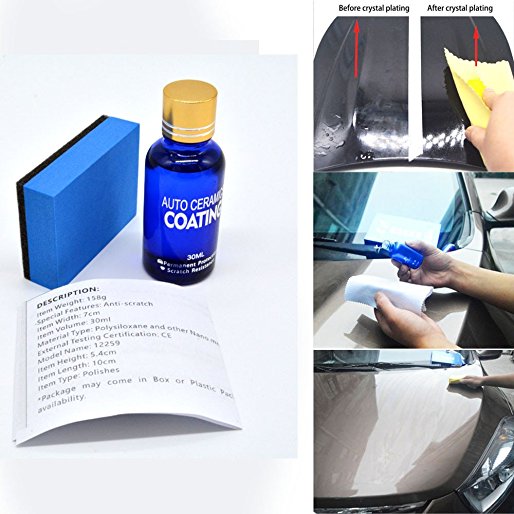 High Gloss Liquid Ceramic Car Glass Coating Kit,SMYTShop Anti-scratch Ceramic Paint Coating 9H Hardness 30ML (Include Sponge and towel)
