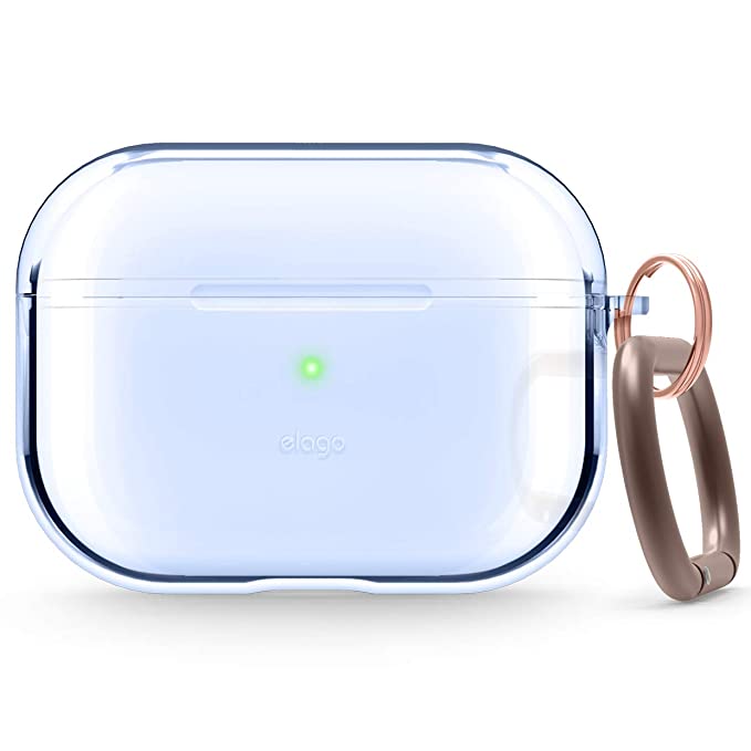 elago Protective Clear Case Compatible with AirPods Pro Case Cover [Aqua Blue] - Gel Tape Included, Reduce Yellowing, Clear Protection, Wireless Charging