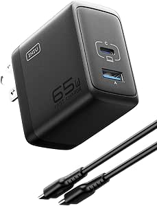 INIU 2-Port Charger, USB C Charger 65W GaN Fast Charging, Compact Foldable PD PPS Wall Charger Block for MacBook Pro/Air, iPad Pro, Galaxy S23, Dell XPS 13, Note 20/10 , iPhone 15/Pro, Steam Deck etc.