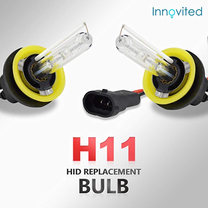 Innovited HID Xenon H11 H9 H8 6000K Replacement Bulbs (1 Pair Diamond White) - 2 Year Warranty