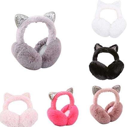 YENJO Women Cartoon Cat Ears Design Windproof Warm Adjustable Earmuffs Earmuffs