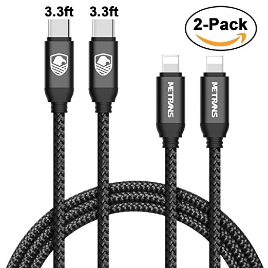 USB C to Lightning Cable, Metrans 3FT 2Pack [Upgrade] USB 3.0 Type C to Lightning Sync &Data Cable for iPhone iPad Connect to Macbook and other Type-C Devices (3ft/1m) (2 Pack, Black)