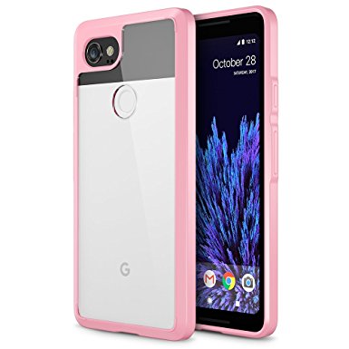 Trianium CLARIUM SERIES Case for Google Pixel 2 XL (2017) Premium Pixel2 XL Case Clear Cover [Shock Absorption TPU  PC Back] Reinforced Corner Bumper Cushion /Scratch Resistant Protection -Pink/Clear