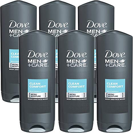 Dove Men   Care Clean Comfort Mild Formula Micro Moisture Body and Face Wash 18 Fl Oz (Pack of 6)