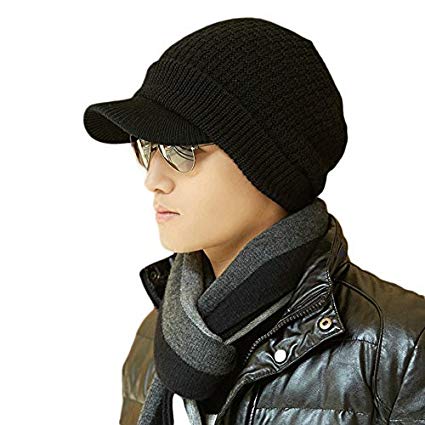 SIGGI Unisex Winter Wool Knit Cable Cuff Visor Beanie Hat Multi-Colors 56-61cm