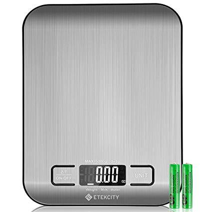 Etekcity Food Digital Kitchen Scale Weight Grams and Oz for Baking and Cooking, 0.67.35.7 in, Stainless Steel(2019 Upgraded)