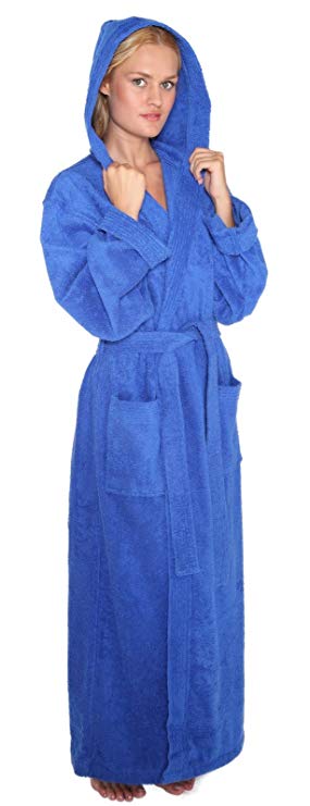 Arus Women's Pacific Style Full Length Tall Hooded Turkish Cotton Bathrobe