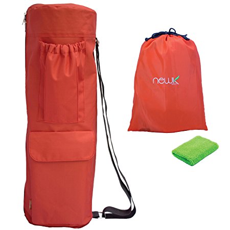 Newk Yoga Waterproof Large Yoga Mat Bag for Men and Women with Water Bottle Holder – Wristband and Drawstring Bag Included