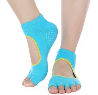Non slip Skid Resistant Toeless Grip Sock for Women Yoga Pilates Gym Half-toe Sock
