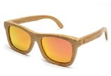 Bamboo Wood Sunglasses with Polarized Lens - Authentic Natural Frame - Wayfarer