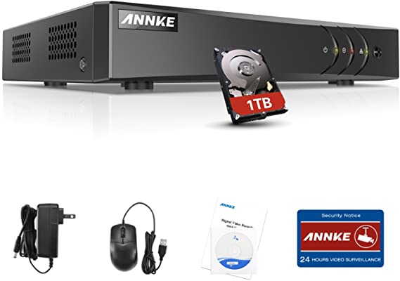ANNKE 1080P Lite 8 Channel CCTV DVR Digital Video Recorder  1TB Hard Drive With HDMI Output, Quick QR Code Scan Remote Access for Home Security Surveillance Camera System