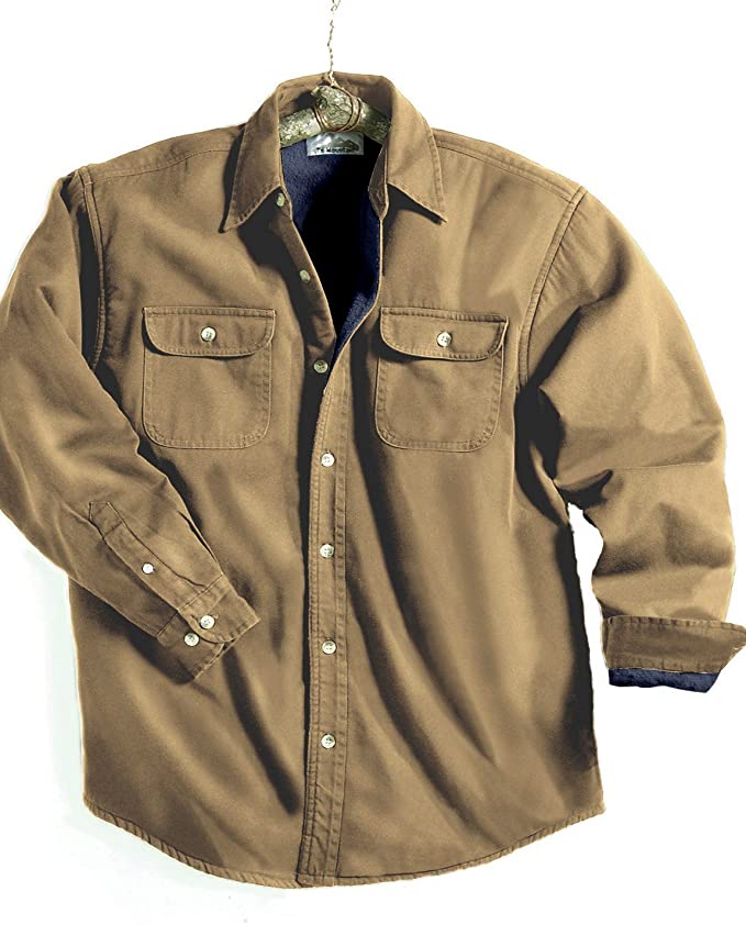 TRM Men's Cotton Tahoe Stonewashed Fleece Denim Shirt Jacket (10 Color, XS-6XLT)