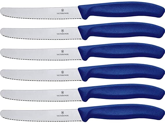 Victorinox Swiss Classic Tomato and Table Set, 6 Pieces Paring Knife, Set of 6, Blue