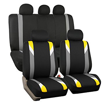 FH GROUP FH-FB033115 Premium Modernistic Seat Covers Airbag & Split Ready, Yellow / Black Color- Fit Most Car, Truck, Suv, or Van