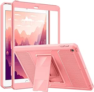 MoKo Case Fit 2018/2017 iPad 9.7 6th/5th Generation - [Heavy Duty] Shockproof Full Body Rugged Hybrid Cover with Built-in Screen Protector Compatible with Apple iPad 9.7 Inch 2018/2017, Conch Shell