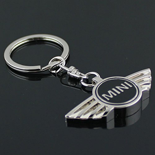 Mini Cooper 3D Metal Logo Car Key Chain Ring Marked Model Keychain (Black)