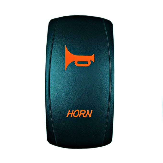 STVMotorsports – Laser Momentary Rocker Switch – Horn – (On)/Off LED Lighted – 12 Volt (Orange)