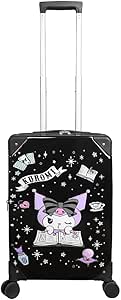 Bioworld Kuromi Black and Purple 20” Carry-On Suitcase With Wheels And Retractable Handle