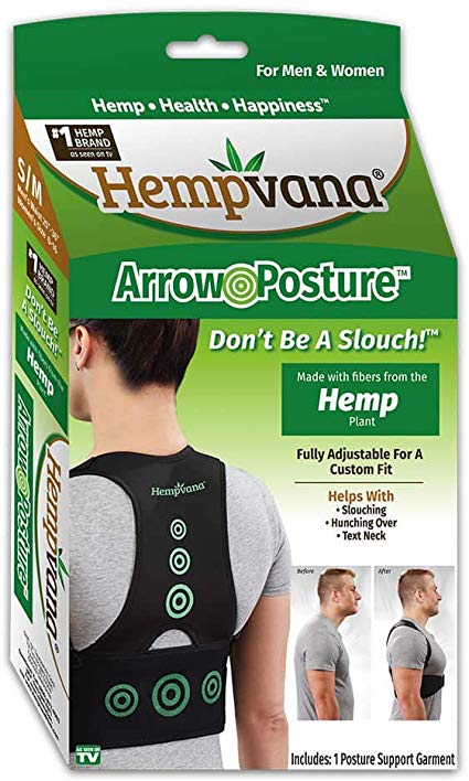 Hempvana Arrow Posture Back Brace by Hempvana - Fully Adjustable Posture Support and Posture Corrector for Upper Body - Helps Correct Slouching, Text Neck, and Hunching Over – L/XL
