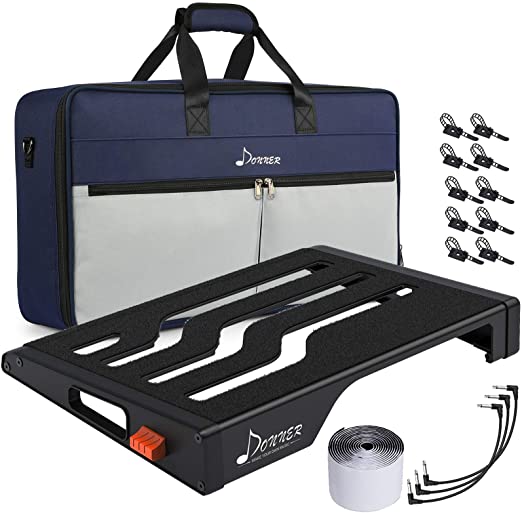 Donner Guitar Effects Pedalboard Black Pedal Board Set, Waterproof Backpack Bag including 60" Adhesive Backed Hook-and-loop with Power Supply Mounting Device, Size 18.11" x 12.76" x 2.64", (DB-S200)