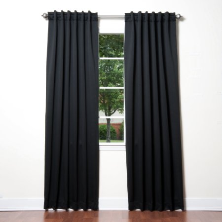 Best Home Fashion Thermal Insulated Blackout Curtains - Back Tab Rod Pocket - Black - 52W x 84L - Set of 2 Panels
