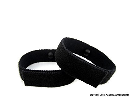 Wet/Dry Acupressure Motion Sickness Wristbands for Nausea (Black) (medium 8")