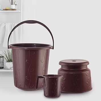 Cello Petal Bathroom Set | Sturdy and Durable | Lightweight and Rigid | Easy to Clean and Attractive Design | Small Set of 3, Dark Brown