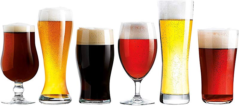 Luminarc Assorted Craft Brew Beer Glasses (Set of 6), Clear