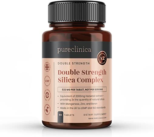 Double Strength Silica Complex x 90 Tablets - 3 Month Supply 2000mg Horsetail Extract Per Tablet