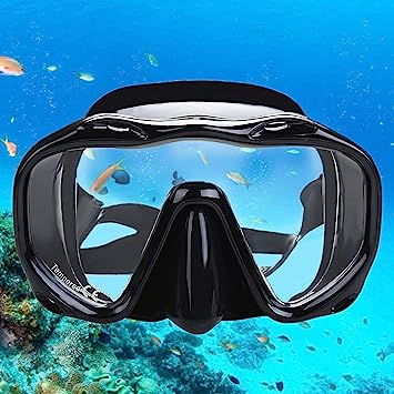an-Ti Fog Dive Mask Scuba Diving Goggles, Swim Mask, Quick Adjustable Snorkeling Masks for Men & Women (Black)