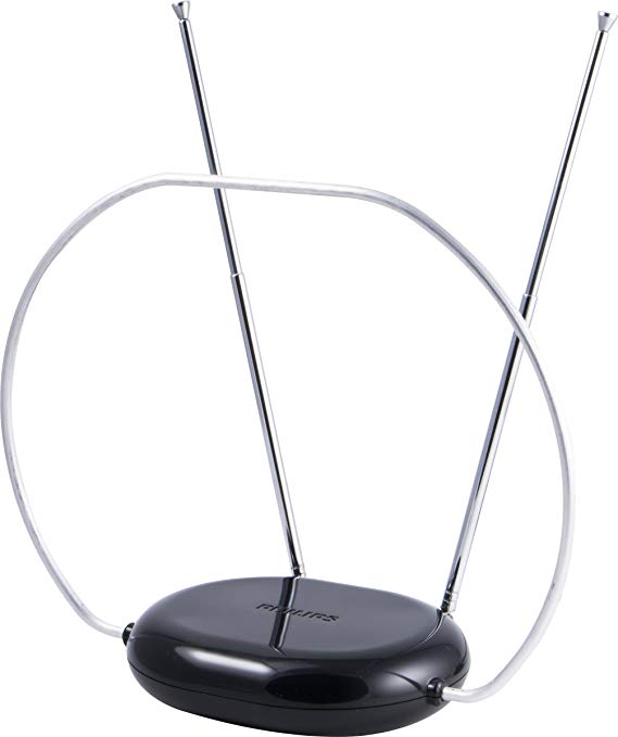 Philips SDV8201B/27 HD Traditional Passive TV Antenna - Sleek Indoor Design with Loop and Dipoles - Indoor VHF/UHF High-Definiti