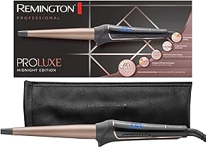 Remington boucleur cheveux [pour grandes boucles 25-38mm & ondulations naturelles] PROluxe Midnight (technologie OPTIheat, réglage Pro  coiffage en douceur, écran LCD, mise température rapide) CI91W1B