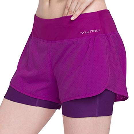VUTRU Women's Running Workout Shorts with Liner 2 in 1 Athletic Sport Shorts